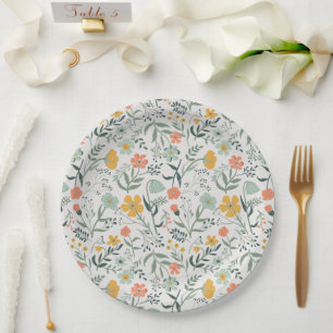 Beautiful Botanical Floral Pattern Paper Plate