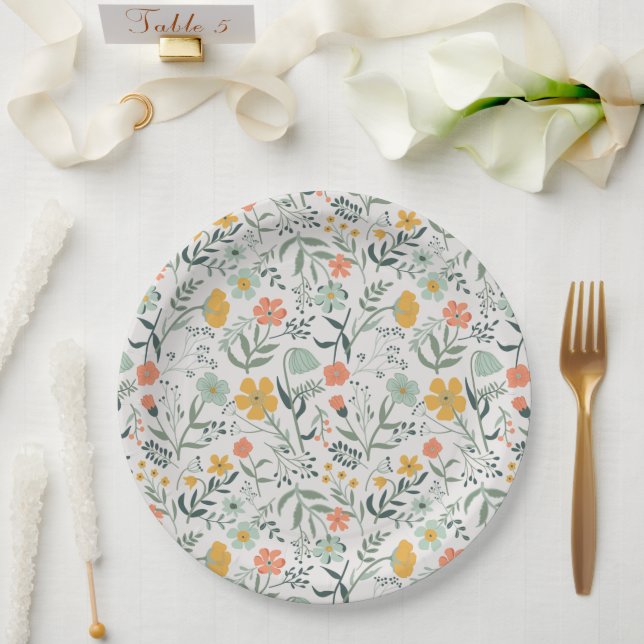 Beautiful Botanical Floral Pattern Paper Plate (Wedding)