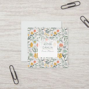 Beautiful Botanical Floral Pattern Square Business Card