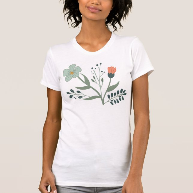 Beautiful Botanical Floral Pattern T-Shirt (Front)