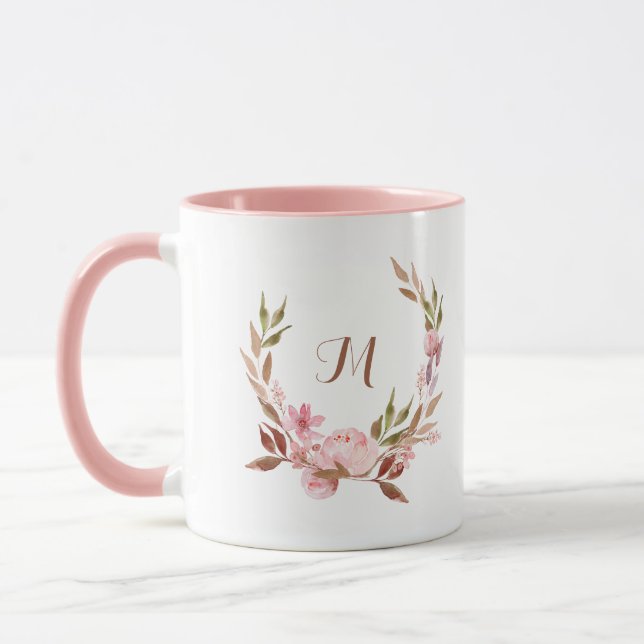 Beautiful Botanical | Floral Wreath with Monogram Mug (Left)