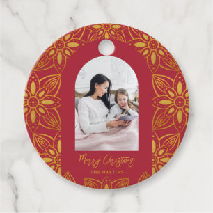 Beautiful Botanical Frame Arch Photo Christmas Favour Tags