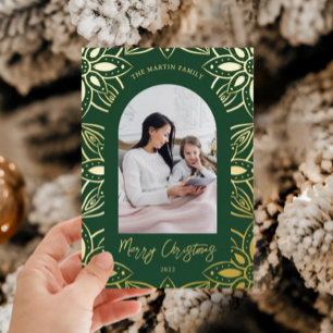 Beautiful Botanical Frame Photo Christmas Green