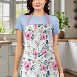 Beautiful Botanical Pink And Green Floral Apron<br><div class="desc">Beautiful Botanical Pink And Green Floral Apron</div>