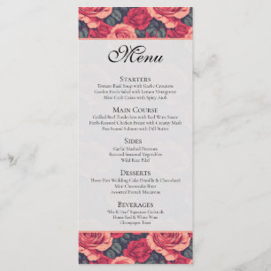 Beautiful Botanical Rose Wedding Menu