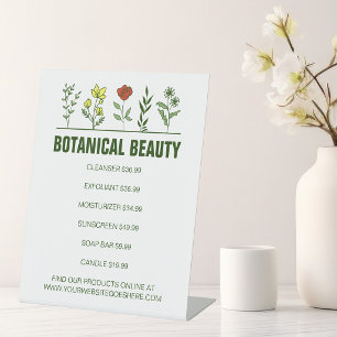 Beautiful Botanical Skincare Spa Business Products Pedestal Sign