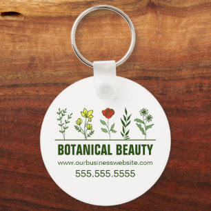 Beautiful Botanical Spa Salon Floral Business Key Ring