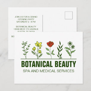 Beautiful Botanical Spa Salon Green Floral Postcard