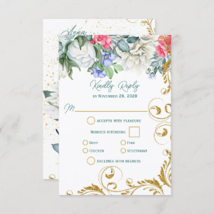 Beautiful Botanicals with Faux Gold Swirls RSVP