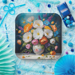 Beautiful Bouquet, decorative illustration, Paper Plate