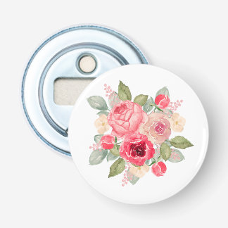 Beautiful Bouquet of Painted Pink Roses Watercolor Bottle Opener