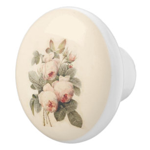 Beautiful Bouquet of Rose Redouté Ceramic Knob