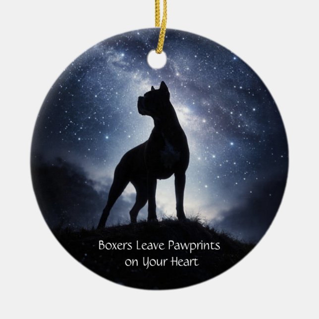 Beautiful Boxer Dog Christmas  Ceramic Tree Decoration (Front)
