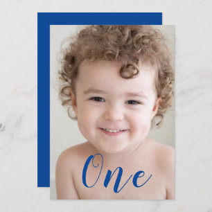 Beautiful Boys 1st Birthday Party Photo Blue Invitation