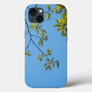 beautiful branch with green and yellow leaves hug iPhone 13 case