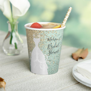 Beautiful Bridal Shower - Mint Green Paper Cups