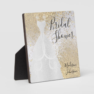 Beautiful Bridal Shower - White and Gold Plaque
