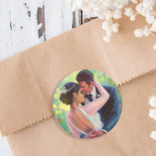 Beautiful Bride and Groom Wedding Classic Round Sticker