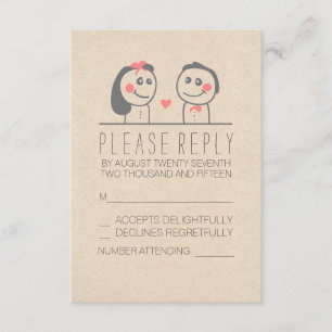 Beautiful bride and groom wedding RSVP cards