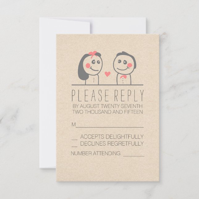 Beautiful bride and groom wedding RSVP cards (Front)