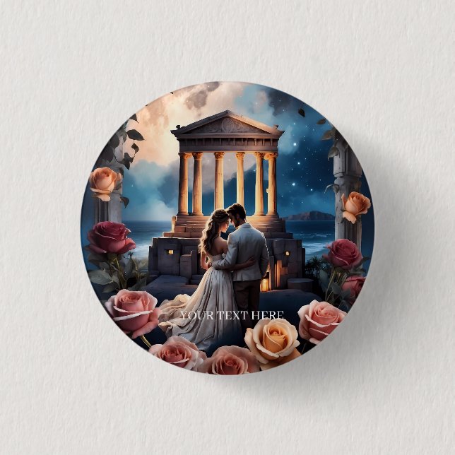 Beautiful Bride & Groom Standing by the Sea 3 Cm Round Badge (Front)