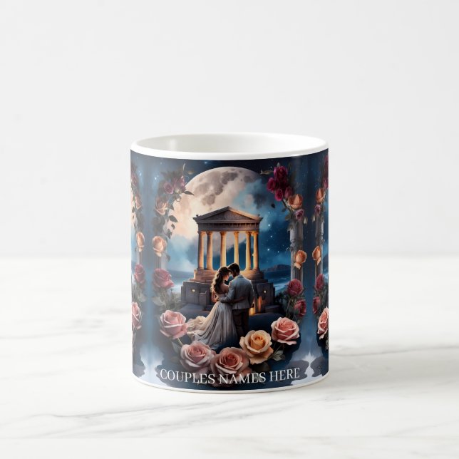 Beautiful Bride & Groom Standing by the Sea Coffee Mug (Center)