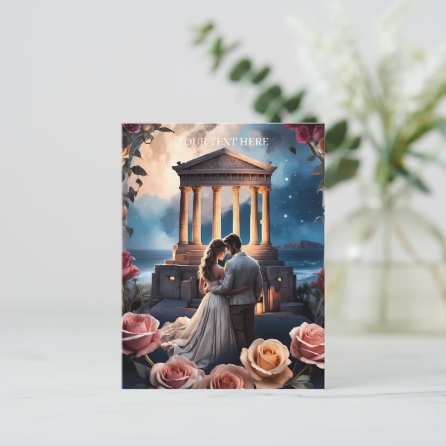 Beautiful Bride & Groom Standing by the Sea Postcard (Standing Front)