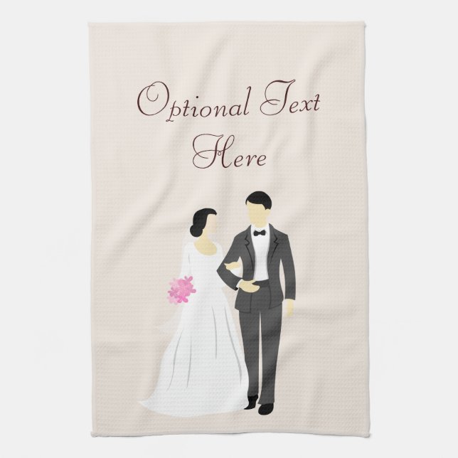 Beautiful Bride & Groom Wedding Tea Towel (Vertical)