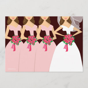 Beautiful Bride Pink Bridesmaids Bridal Shower Invitation