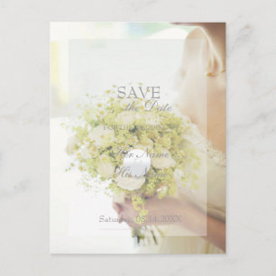 Beautiful Bride with Flower Bouquet Wedding Announcement Postcard