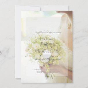 Beautiful Bride with Flower Bouquet Wedding Invitation