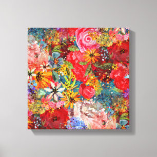 Beautiful Bright Colourful Abstract Floral Pattern Canvas Print