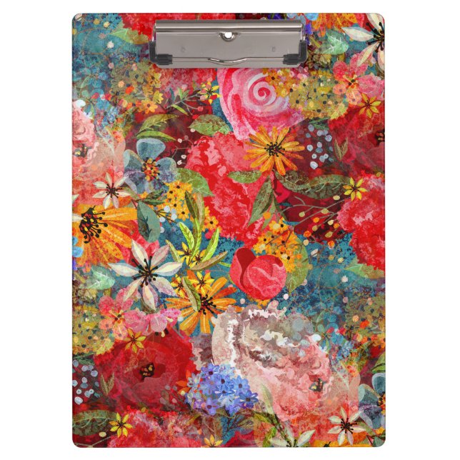 Beautiful Bright Colourful Abstract Floral Pattern Clipboard (Front)