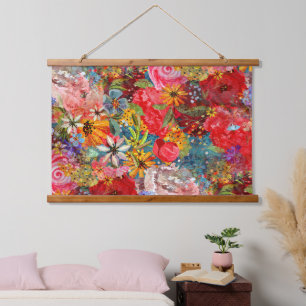 Beautiful Bright Colourful Abstract Floral Pattern Hanging Tapestry