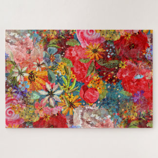 Beautiful Bright Colourful Abstract Floral Pattern Jigsaw Puzzle
