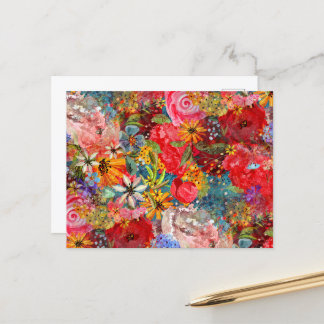 Beautiful Bright Colourful Abstract Floral Pattern Postcard