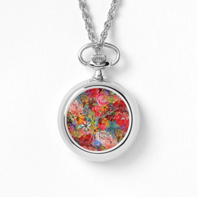 Beautiful Bright Colourful Abstract Floral Pattern Watch (Front)