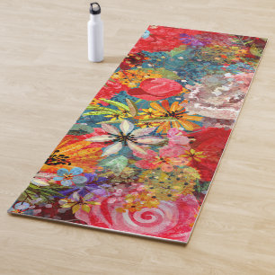 Beautiful Bright Colourful Abstract Floral Pattern Yoga Mat