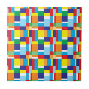 Beautiful Bright Colourful Blocks Plaid Squares Tile