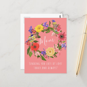 Beautiful Bright Floral Wreath Happy Mother's Day Postcard