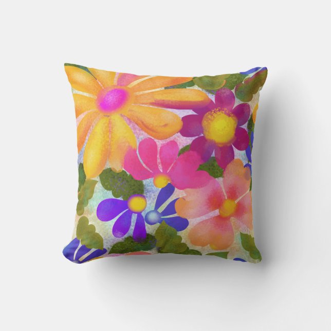 Beautiful Bright Flowers Cushion (Front)