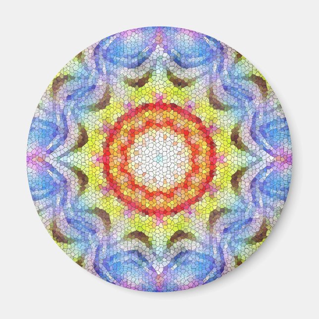 Beautiful Bright Mosaic Tile Sun Flower Magnet (Front)