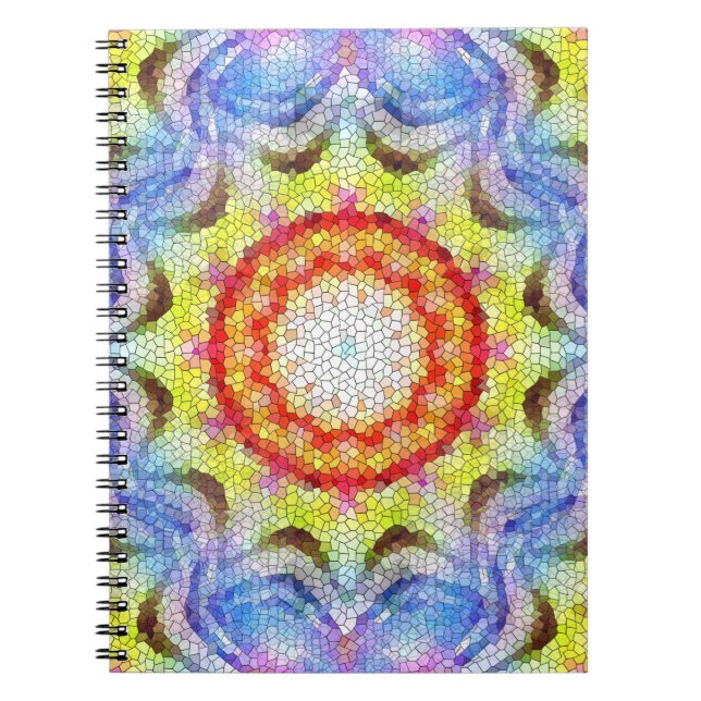 Beautiful Bright Mosaic Tile Sun Flower Notebook (Front)