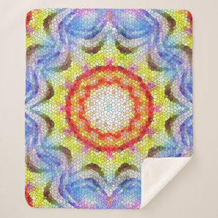 Beautiful Bright Mosaic Tile Sun Flower Sherpa Blanket