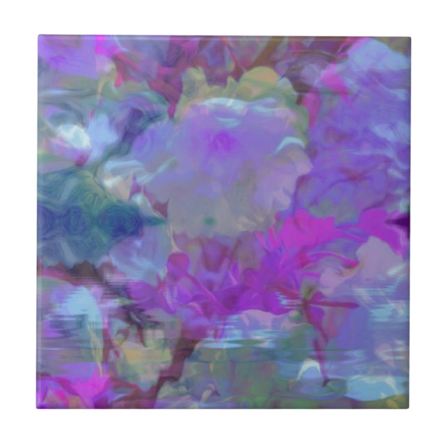 Beautiful Bright Multi Coloured Floral Design Tile (Front)