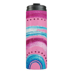 Beautiful  Bright Pink Rainbow Design Thermal Tumbler