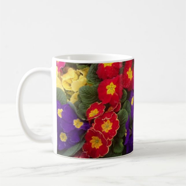 Beautiful Bright Polyanthus flowers Coffee Mug (Left)