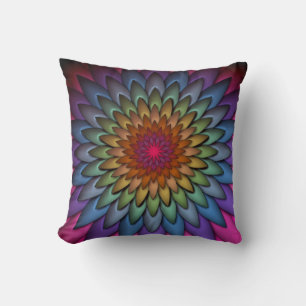 Beautiful Bright Rainbow Flower Cushion