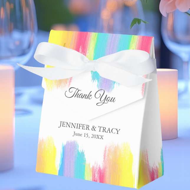 Beautiful Bright Rainbow Wedding Personalised Favour Box (Creator Uploaded)