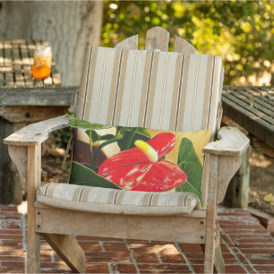 Beautiful Bright Red Anthurium Floral Photograph Lumbar Cushion